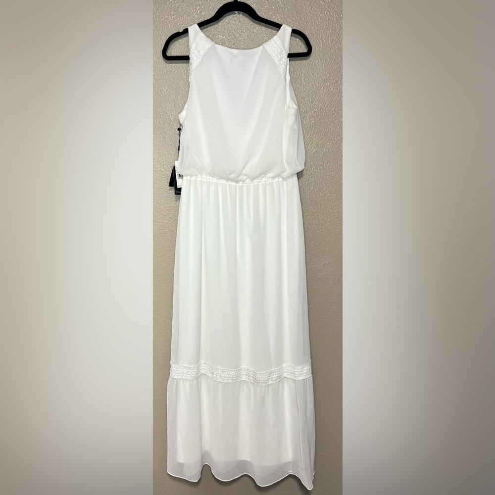 NWT Adrianna Papell Elegant Ivory Chiffon Sleeveless Maxi Dress Boho Vacation - Picture 12 of 15